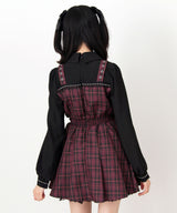 【予約 02/16発送】十字架スタッズジャンスカ風レースアッププリーツワンピース