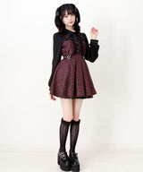 【予約 02/16発送】十字架スタッズジャンスカ風レースアッププリーツワンピース