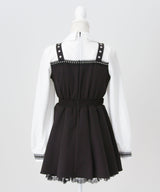 【予約 02/16発送】十字架スタッズジャンスカ風レースアッププリーツワンピース