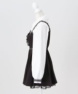 【予約 02/16発送】十字架スタッズジャンスカ風レースアッププリーツワンピース