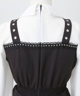 【予約 02/16発送】十字架スタッズジャンスカ風レースアッププリーツワンピース