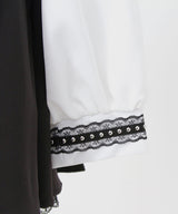 【予約 02/16発送】十字架スタッズジャンスカ風レースアッププリーツワンピース