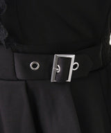 【予約 02/16発送】十字架スタッズジャンスカ風レースアッププリーツワンピース