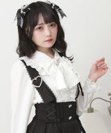 サス付きハートバックルレースアップリボンスカート