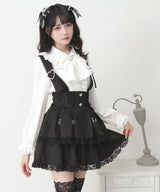 サス付きハートバックルレースアップリボンスカート