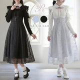 デコルテオープンシアーチェックスカートドッキングワンピース【大きいサイズあり】