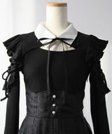 デコルテオープンシアーチェックスカートドッキングワンピース【大きいサイズあり】