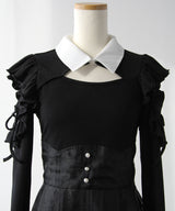 デコルテオープンシアーチェックスカートドッキングワンピース【大きいサイズあり】