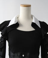 デコルテオープンシアーチェックスカートドッキングワンピース【大きいサイズあり】