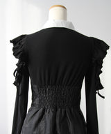 デコルテオープンシアーチェックスカートドッキングワンピース【大きいサイズあり】