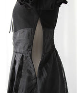 デコルテオープンシアーチェックスカートドッキングワンピース【大きいサイズあり】