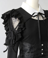 デコルテオープンシアーチェックスカートドッキングワンピース【大きいサイズあり】