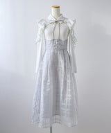 デコルテオープンシアーチェックスカートドッキングワンピース【大きいサイズあり】