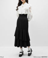 【予約　01/28発送】スリット入りアシメフリルマーメイドスカート【大きいサイズ有り】