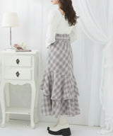 【予約　01/28発送】スリット入りアシメフリルマーメイドスカート【大きいサイズ有り】