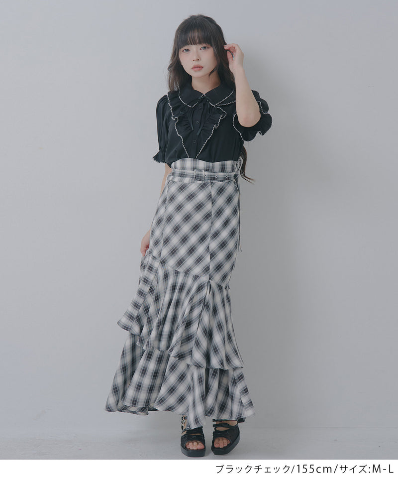 DearMyLoveWhip スリット入りアシメフリルマーメイドスカート5-6L スリット入りアシメフリルマーメイドスカート【大きいサイズ有り