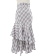 【予約　01/28発送】スリット入りアシメフリルマーメイドスカート【大きいサイズ有り】