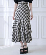 【予約　5/1発送】スリット入りアシメフリルマーメイドスカート【大きいサイズ有り】【SD】