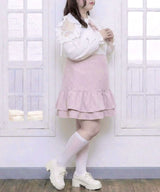 【4L-5L】ショルダーレースフリル丸襟ブラウス