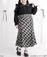 【4L-5L】ショルダーレースフリル丸襟ブラウス