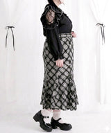 【4L-5L】ショルダーレースフリル丸襟ブラウス