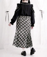 【4L-5L】ショルダーレースフリル丸襟ブラウス