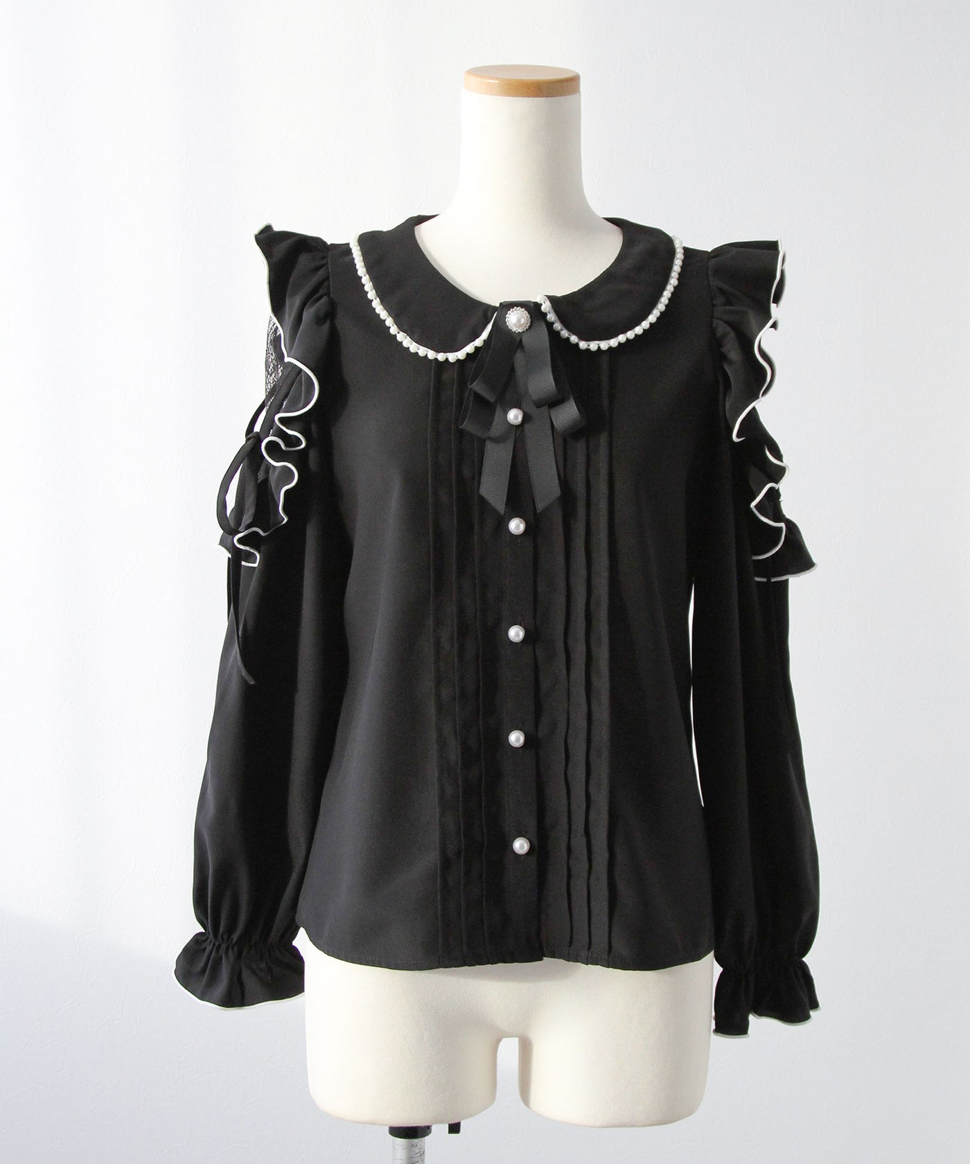 4L-5L】ショルダーレースフリル丸襟ブラウス – レディースファッション