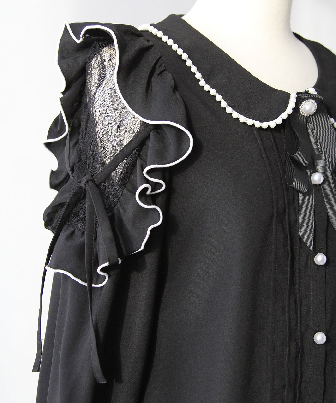 4L-5L】ショルダーレースフリル丸襟ブラウス – レディースファッション