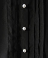 【4L-5L】ショルダーレースフリル丸襟ブラウス