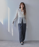 レースパッチワーク襟つきカーディガン