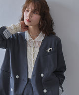 レースパッチワーク襟つきカーディガン
