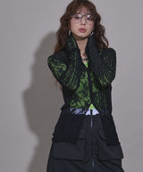 レースパッチワーク襟つきカーディガン