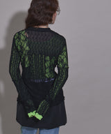 レースパッチワーク襟つきカーディガン