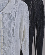 レースパッチワーク襟つきカーディガン