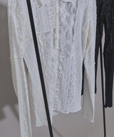 レースパッチワーク襟つきカーディガン