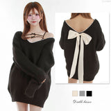 【予約　12/29発送】バックビックリボンゆるニットトップス