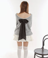 【予約　12/29発送】バックビックリボンゆるニットトップス