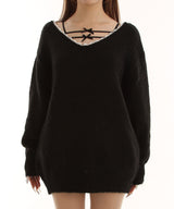 【予約　12/29発送】バックビックリボンゆるニットトップス