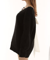 【予約　12/29発送】バックビックリボンゆるニットトップス