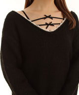 【予約　12/29発送】バックビックリボンゆるニットトップス