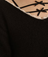 【予約　12/29発送】バックビックリボンゆるニットトップス