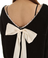 【予約　12/29発送】バックビックリボンゆるニットトップス