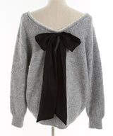 【予約　12/29発送】バックビックリボンゆるニットトップス