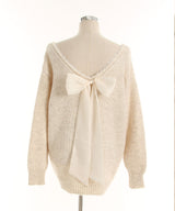 【予約　12/29発送】バックビックリボンゆるニットトップス