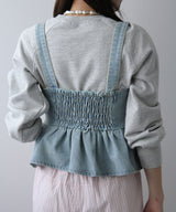 デニムペプラムキャミビスチェ