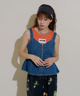 デニムペプラムキャミビスチェ