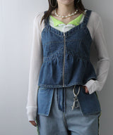 デニムペプラムキャミビスチェ