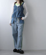 デニムペプラムキャミビスチェ