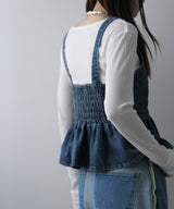 デニムペプラムキャミビスチェ