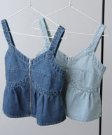 デニムペプラムキャミビスチェ